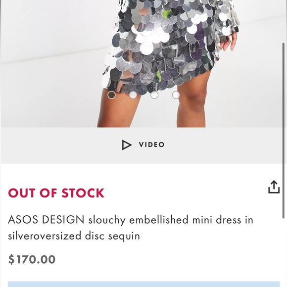 SOLD OUT!!!!  ASOS large sequins dress silver - Picture 5 of 5